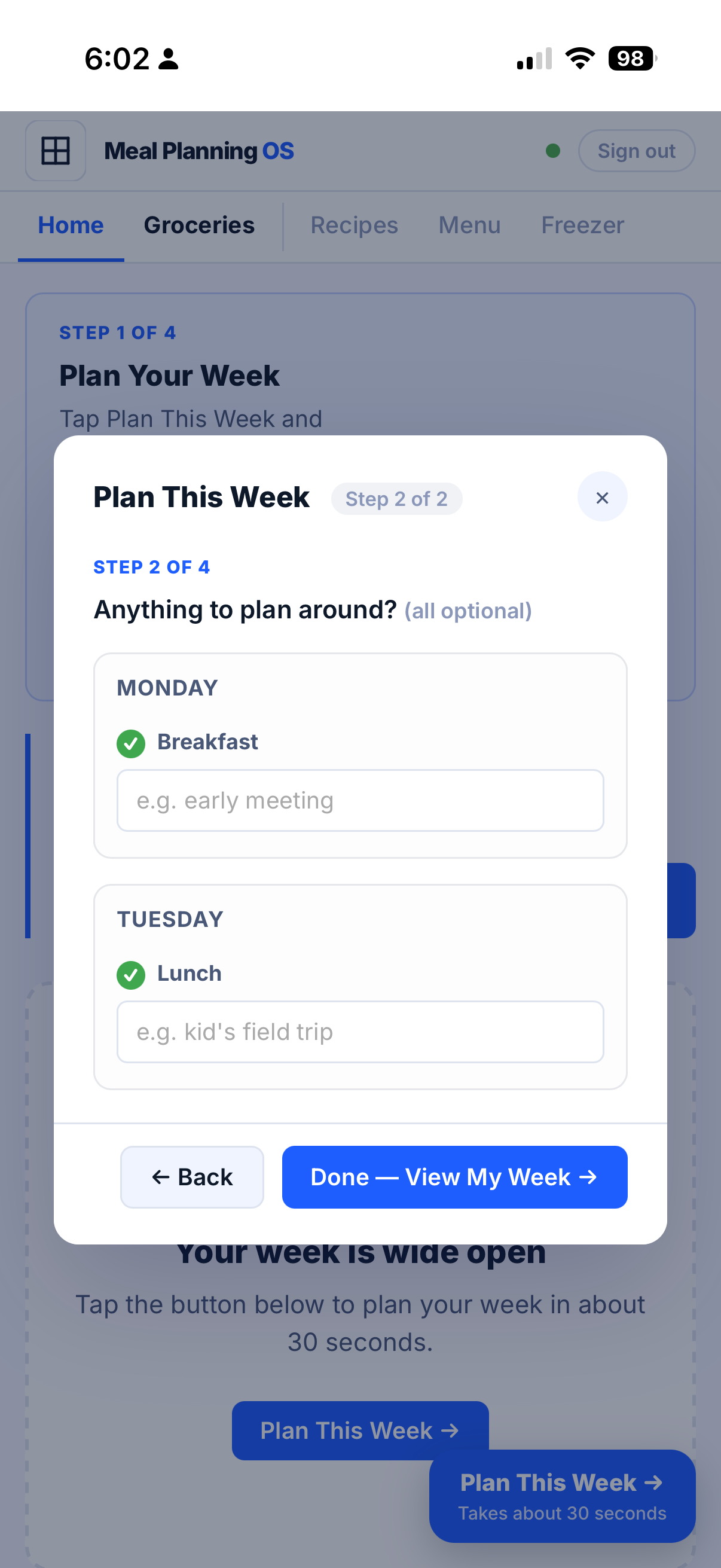 Step 1 — Plan Your Week